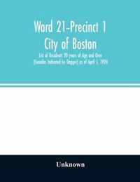 Ward 21-Precinct 1; City of Boston; List of Residents 20 years of Age and Over (Females Indicated by Dagger) as of April 1, 1924