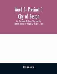 Ward 1- Precinct 1; City of Boston; List of residents 20 Years of Age and Over (Females Indicted by Dagger) As of April 1, 1933