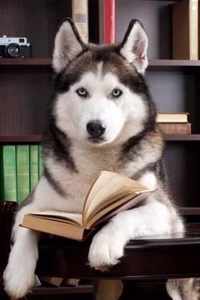 Siberian Husky Reading a Book Journal