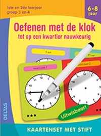 Kaartenset met stift  -   Oefenen met de klok tot op een kwartier nauwkeurig (6-8 j.)